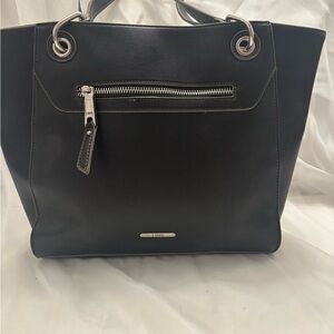 SOLDSleek Chaps Black Faux Leather Tote Bag – Gently Used, Clean Interior
